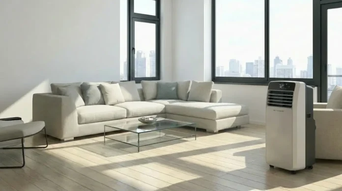 Best self evaporating portable air conditioner cooling a modern living room interior efficiently