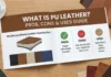 What Is PU Leather? Pros, Cons & Uses Guide Close-up view of PU leather texture on a modern office chair showing synthetic leather surface detail and grain pattern