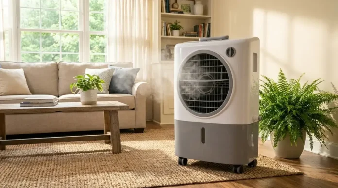 Hessaire swamp cooler portable evaporative cooler for home patio and indoor cooling