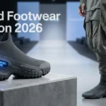Hybrid footwear fashion 2026 featuring sneaker-loafers, technical heels, and sustainable stylish shoes blending fashion with performance.