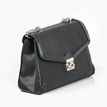 Artificial leather handbag showing smooth PU leather texture