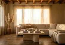 Why Home Decor & Aesthetics Matter More Than Ever Warm, sunlit living room styled with organic home decor and aesthetics