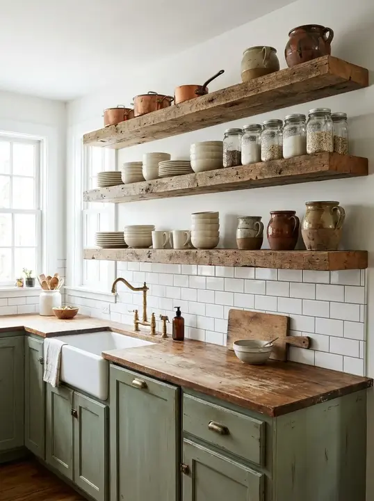 rustic farmhouse kitchen Shelving