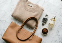 Luxury Lifestyle Guide: 7 Secrets to Living Richly Luxury lifestyle essentials including designer bag, Rolex watch, cashmere, perfume, and premium chocolate on marble