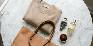 Luxury Lifestyle Guide: 7 Secrets to Living Richly Luxury lifestyle essentials including designer bag, Rolex watch, cashmere, perfume, and premium chocolate on marble