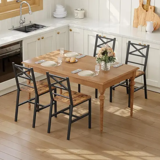 MAHANCRIS Dining Chair Set of 4 Rustic Wooden Kitchen Chairs with Backrest