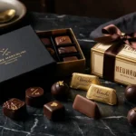 Luxury Chocolate Brands Ranked: Venchi vs. Neuhaus vs. Pierre Marcolini An elegant display of premium assortments from luxury chocolate brands including Venchi and Neuhaus on a dark marble tabletop.