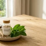 Ashwagandha for Anxiety: Benefits, Dosage & Safety Ashwagandha capsules and fresh roots displayed in a calming wellness setting representing ashwagandha for anxiety and natural stress relief.