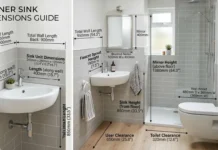 Corner Sink Dimensions: Complete Size Guide for Small Bathrooms Corner Sink Dimensions guide showing a modern white corner sink installed in a small bathroom with an efficient space-saving layout.