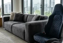 Premium Alcantara fabric upholstery showcasing its soft suede-like texture in a luxury interior.
