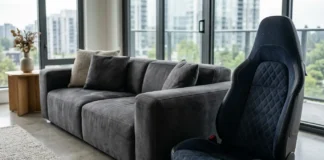 Premium Alcantara fabric upholstery showcasing its soft suede-like texture in a luxury interior.