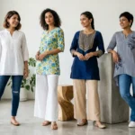 Short Kurti for Women: Trendy Styles & Buying Guide Short kurti for women featuring white, printed, embroidered, and modern design short kurtis styled with jeans and palazzo pants.