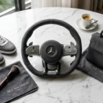 What Is Alcantara Material? Care, Cleaning & Benefits What Is Alcantara Material Luxury Alcantara fabric on a designer handbag and premium car interior with cleaning accessories.