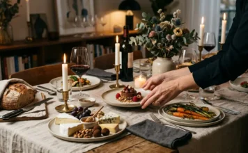 Artisanal gastronomy at home with elegant fine dining dishes and luxury table setting