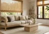 Japandi Living Room Ideas: 15 Luxury Designs That Balance Calm & Craft Luxury Japandi living room with oak sofa and travertine coffee table