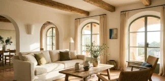 mediterranean style home interior designs Mediterranean style home interior designs with warm neutral colors, terracotta, natural wood, and elegant rustic decor