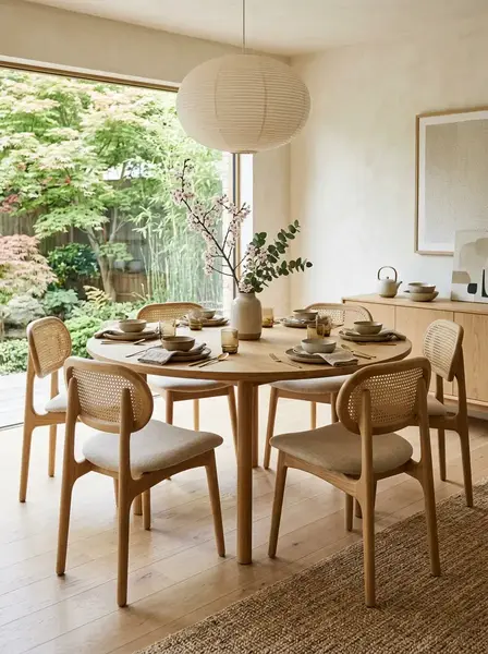 Dining Chairs With Soft Geometry For Japandi Dining Room