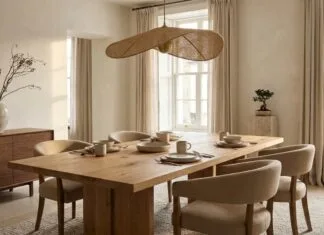 Japandi Dining Room Ideas for a Warm, Refined Home Japandi dining room with natural wood, warm neutral tones, Scandinavian chairs, and Japanese-inspired ceramics