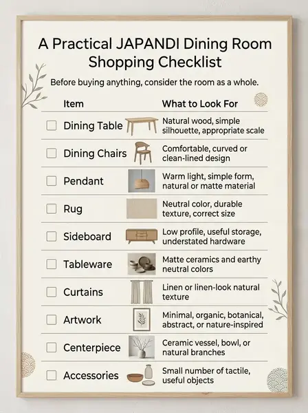 Japandi Dining Room Shopping Checklist