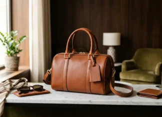 Small Duffle Bags: Style, Function & Luxury Small luxury duffle bag in cognac leather styled with elegant travel accessories