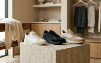 Stylish sneakers for plantar fasciitis with supportive cushioning and modern luxury design