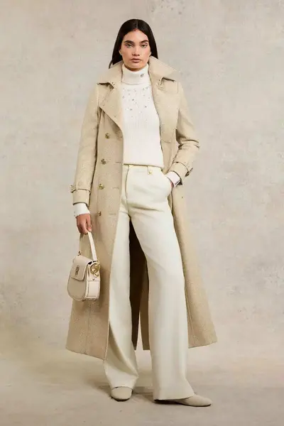 Beige Lined Trench Coat for Winter Layering