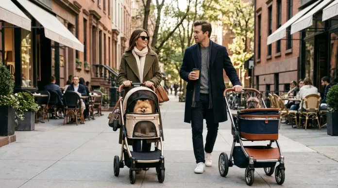 Luxury pet stroller with a refined design for stylish pet parents and their dogs