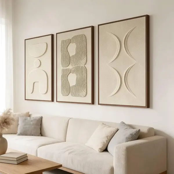 Large 3D Textured Wall Art for Quiet Luxury Homes 5 Thalasse Large 3-Piece 3D Textured Wall Art