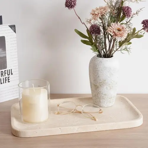 10 Real Travertine Decor Pieces That Elevate Your Living Room 4 Travertine Vanity Tray