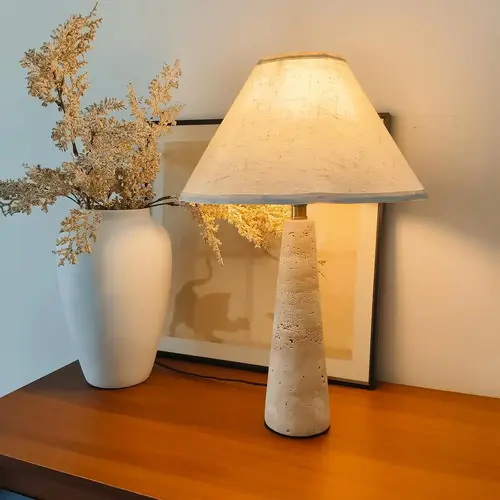 10 Real Travertine Decor Pieces That Elevate Your Living Room 3 Wabi Sabi Travertine Table Lamp